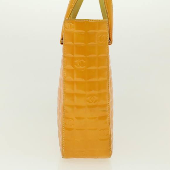 CHANEL Hand Bag Patent leather Yellow CC Auth bs5046 - Picture 4 of 16